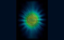 The “shape” (expected intensity distribution) of a single photon emitted by an atom on the surface of a silicon nanoparticle.