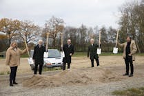 The facility expansion's groundbreaking ceremony with (L-R) Anne-Rose von Bünau, Project Management, LHI Real Estate Management GmbH; Michael Sarach, Mayor of the City of Ahrensburg; Norbert Basler, Chairman of the Supervisory Board of Basler AG; Dietmar Ley, Chief Executive Officer of Basler AG; and Thomas Schaaf, general planner, AP Generalplaner GmbH.