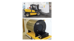 A 100 kW fiber laser has a 0.8 × 3.6 m footprint and is easily transportable (a); the laser system includes a 50-m-long remote-delivery optical fiber. The one power meter that can measure the 100 kW laser’s beam is now a commercial product (b).